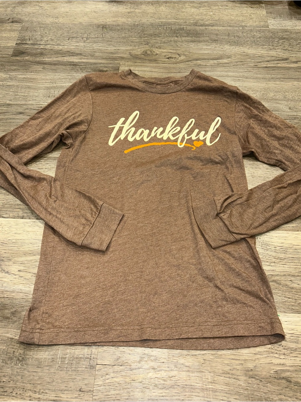 Thankful Long Sleeve Tee in Brown